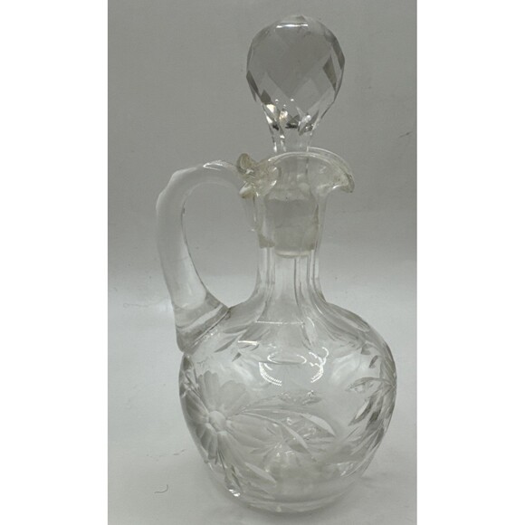 Vintage Set of 6 Clear Glass Cruets with Stoppers oil vinegar  Vtg - Picture 5 of 7